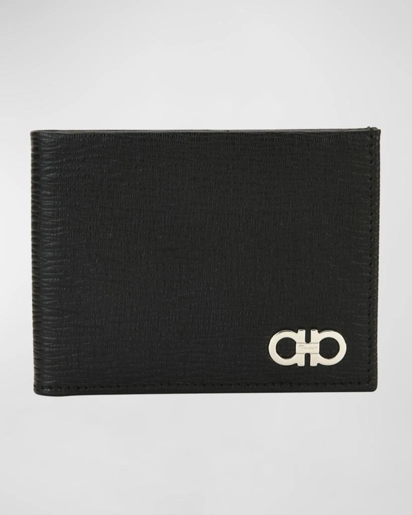 商品Salvatore Ferragamo|Men's Revival Gancini Bi-Fold Leather Wallet, Black/Red,价格¥3725,第1张图片