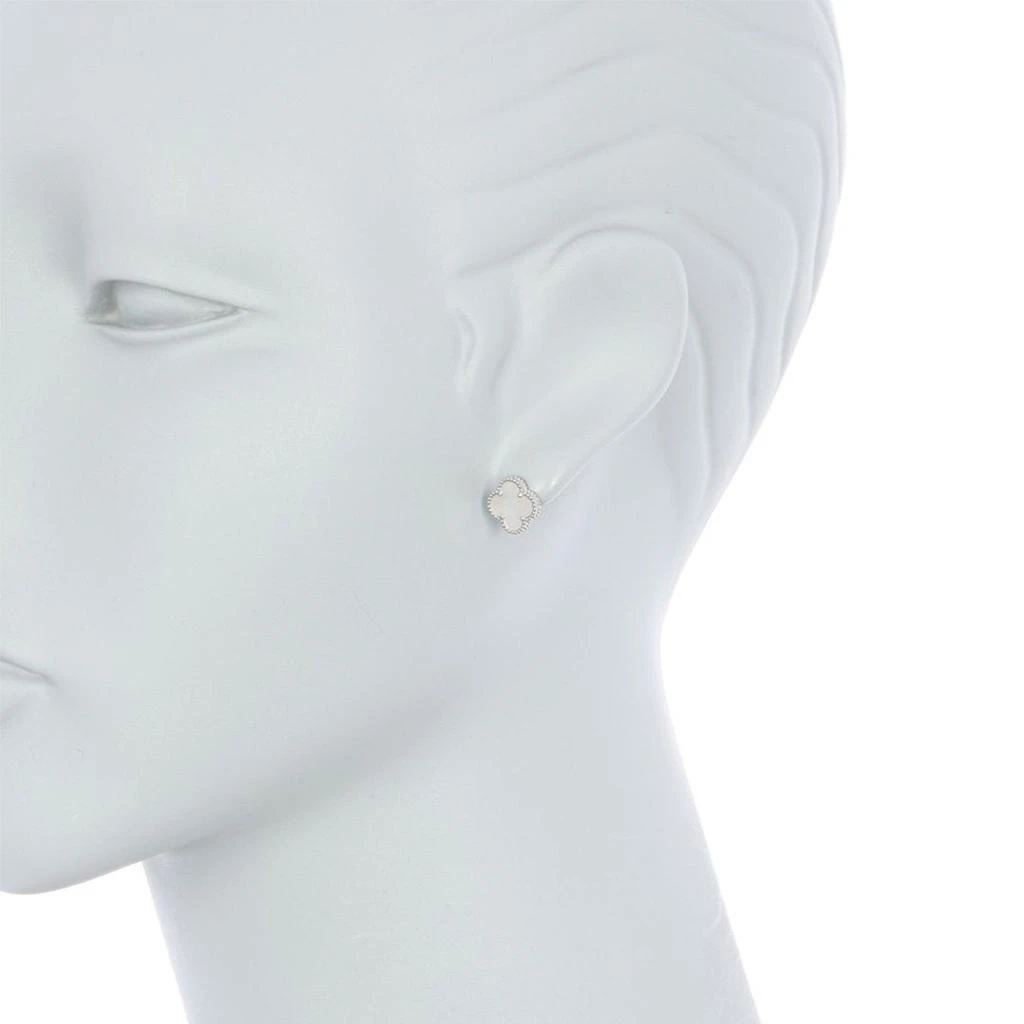 商品ADORNIA|Adornia Quatrefoil White Mother of Pearl Clover Stud Earrings silver,价格¥340,第2张图片详细描述