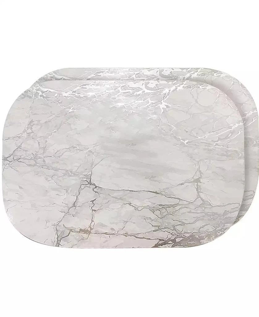 Foiled Marble Granite Thick Cork Heat Resistant 12" x 18" Placemats - Set of 2 商品