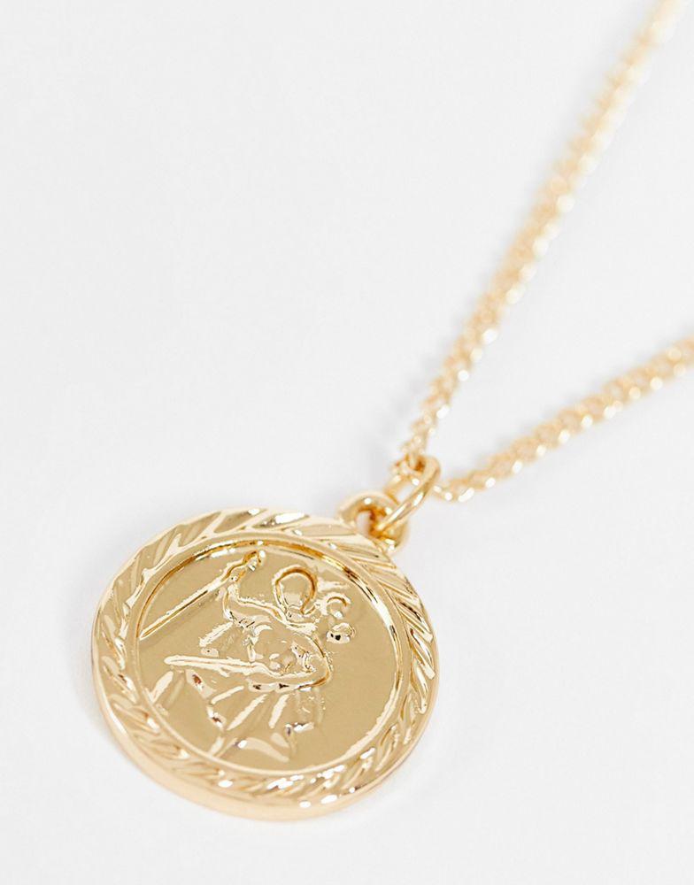 商品Reclaimed Vintage|Reclaimed Vintage inspired St Christopher necklace in gold exclusive at ASOS,价格¥104,第6张图片详细描述