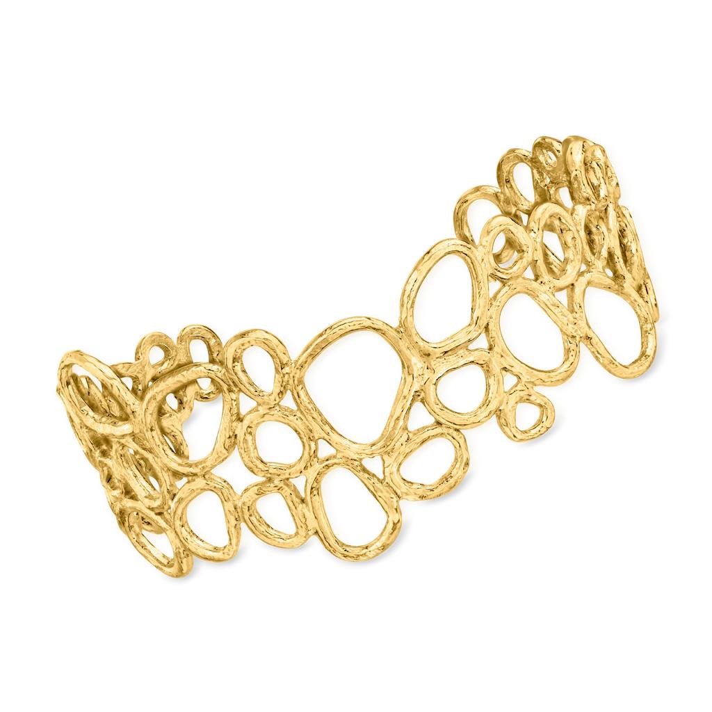 Ross-Simons 18kt Gold Over Sterling Cut-Out Cuff Bracelet商品第1张图片规格展示