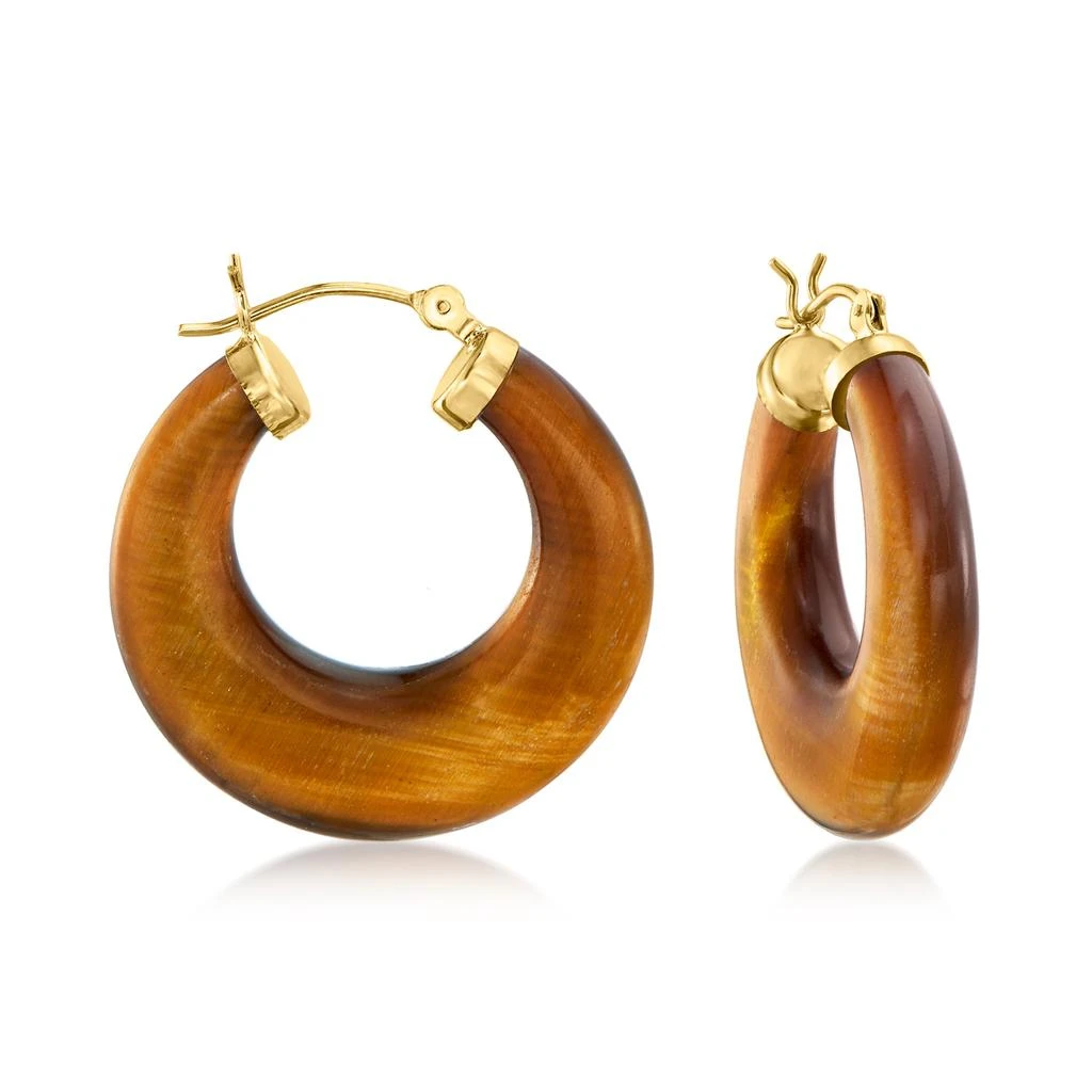 商品Ross-Simons|Jade Hoop Earrings With 14kt Yellow Gold,价格¥1708,第1张图片