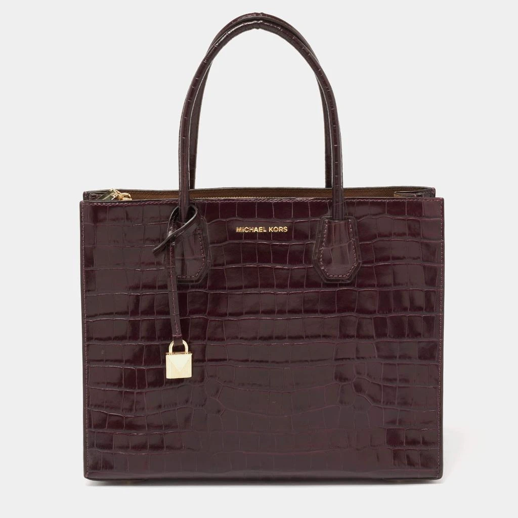 商品[二手商品] Michael Kors|Michael Kors Purple Croc Embossed Leather Mercer Tote ,价格¥1140,第1张图片