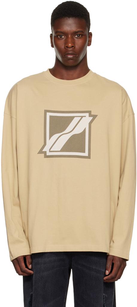 Beige Bonded Long Sleeve T-Shirt商品第1张图片规格展示