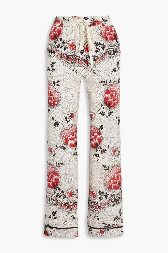 Floral-print silk crepe de chine straight-leg pants商品第1张图片规格展示
