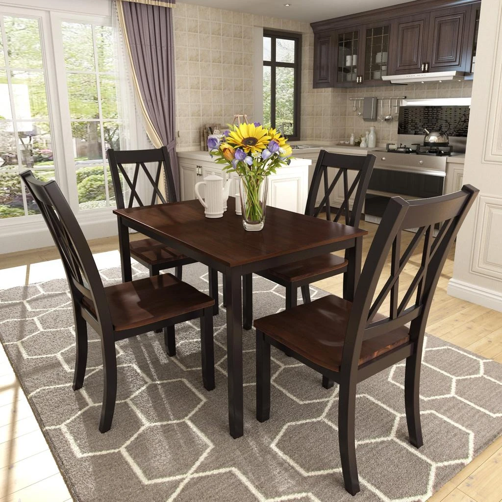 商品Streamdale Furniture|Streamdale 5-Piece Dining Table Set Home Kitchen Table And Chairs Wood Dining,价格¥6423,第1张图片