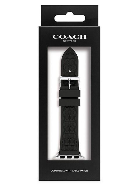 商品Coach|Apple® Watch Signature Black Silicone Strap,价格¥437,第1张图片