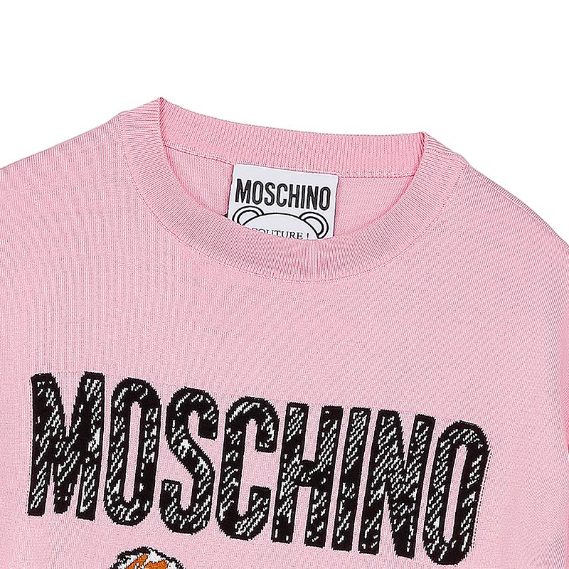 MOSCHINO/莫斯奇诺 女士棉质粉色泰迪熊长袖针织套衫 09305501 A1224 （清仓特价）商品第6张图片规格展示