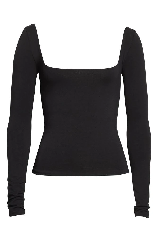 商品Vince|Square Neck Long Sleeve Stretch Cotton Knit Top,价格¥338,第5张图片详细描述