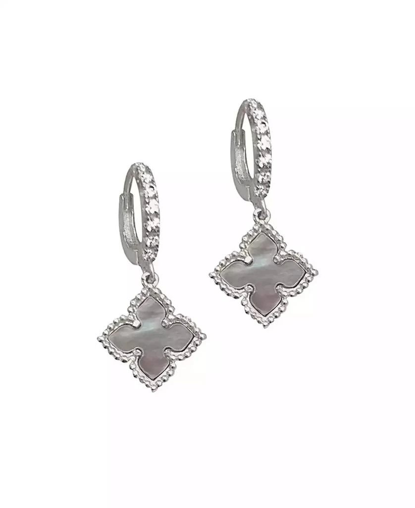 商品ADORNIA|Silver Plated Floral Dangle Hoop White Imitation Mother of Pearl Earrings,价格¥264,第1张图片