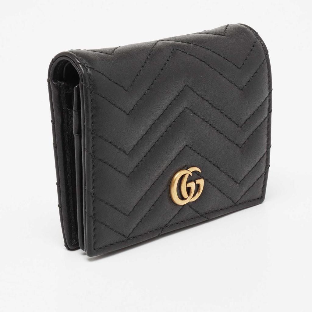 Gucci Black Matelasse Leather GG Marmont Card Case商品第5张图片规格展示