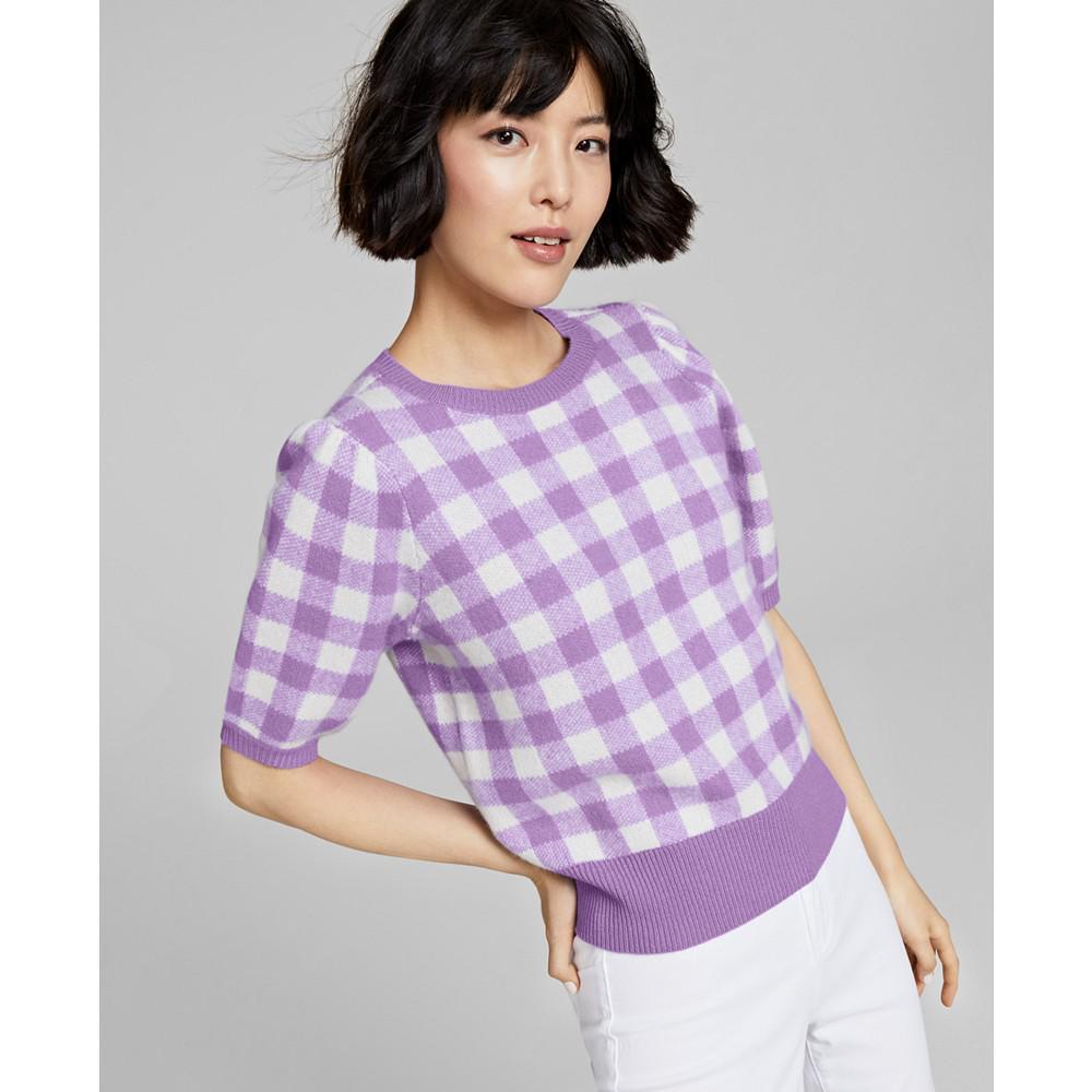 商品Charter Club|Cashmere Gingham Sweater, Created for Macy's,价格¥501,第1张图片