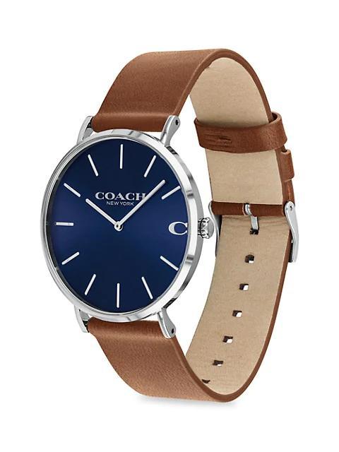 商品Coach|Charles Stainless Steel Leather-Strap Watch,价格¥1101,第5张图片详细描述