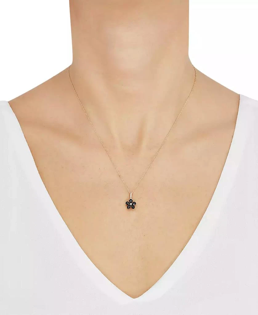 商品Macy's|Onyx & Diamond Accent Flower 18" Pendant Necklace in 10k Gold,价格¥1630,第4张图片详细描述