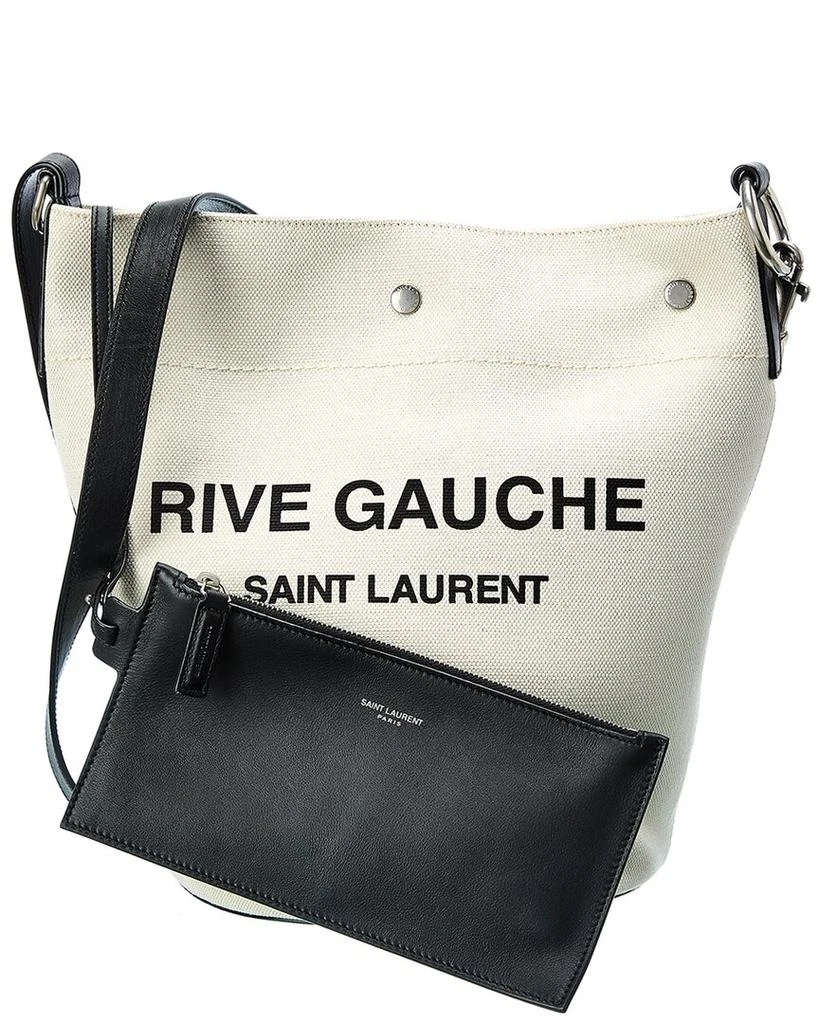 商品Yves Saint Laurent|Rive Gauche Canvas & Leather Bucket Bag,价格¥9528,第1张图片