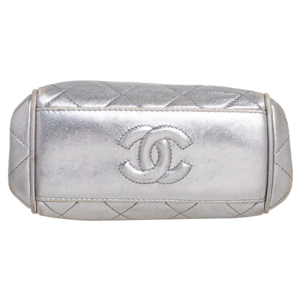 Chanel Silver Quilted Leather Vintage Clutch Bag商品第6张图片规格展示