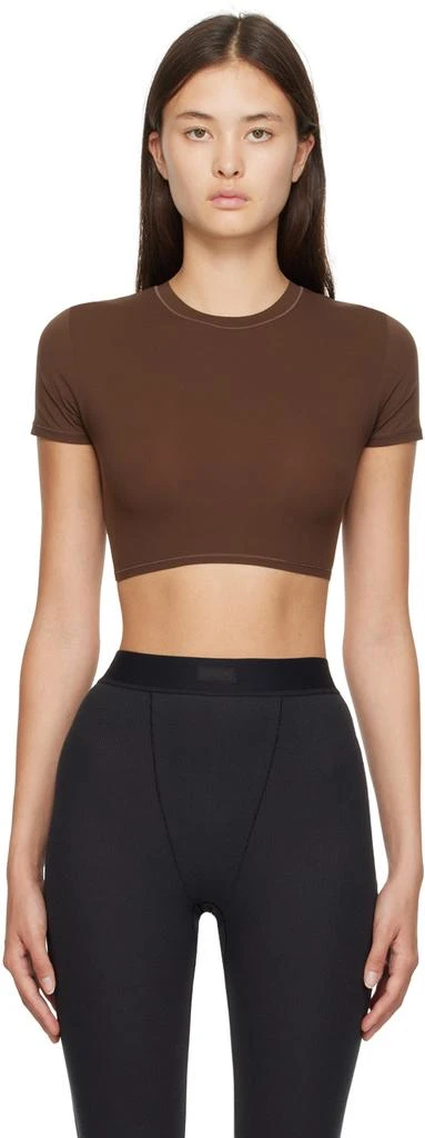 商品SKIMS|Brown Fits Everybody Super Cropped T-Shirt,价格¥310,第1张图片