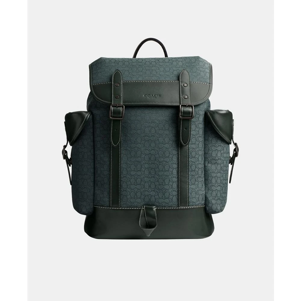 商品Coach|Leather Hitch Backpack in Micro Signature Jacquard,价格¥4762,第1张图片