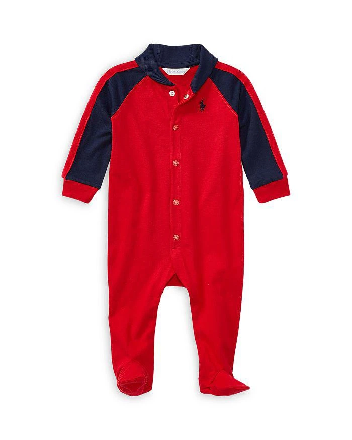 商品Ralph Lauren|Boys' Rugby Shawl Collar Footie - Baby,价格¥158,第1张图片