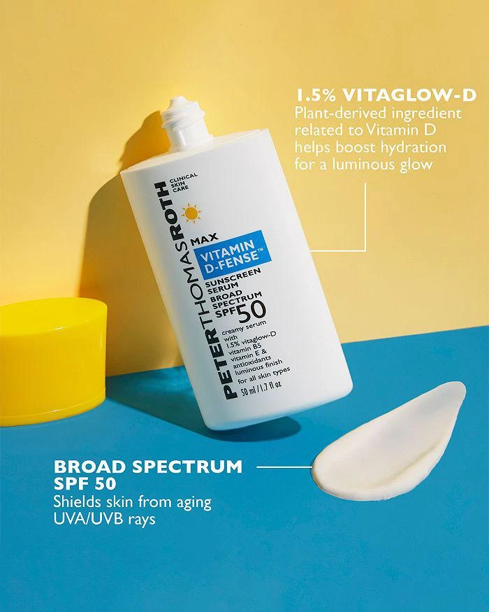 商品Peter Thomas Roth|Max Vitamin D-Fense™ Sunscreen Serum Broad Spectrum SPF 50 1.7 oz.,价格¥270,第2张图片详细描述