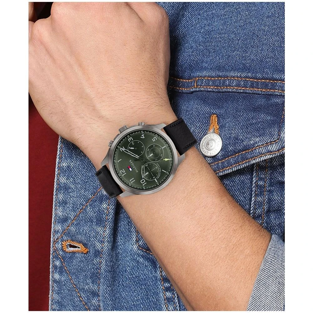 商品Tommy Hilfiger|Men's Black Leather Strap Watch 44mm,价格¥874,第4张图片详细描述