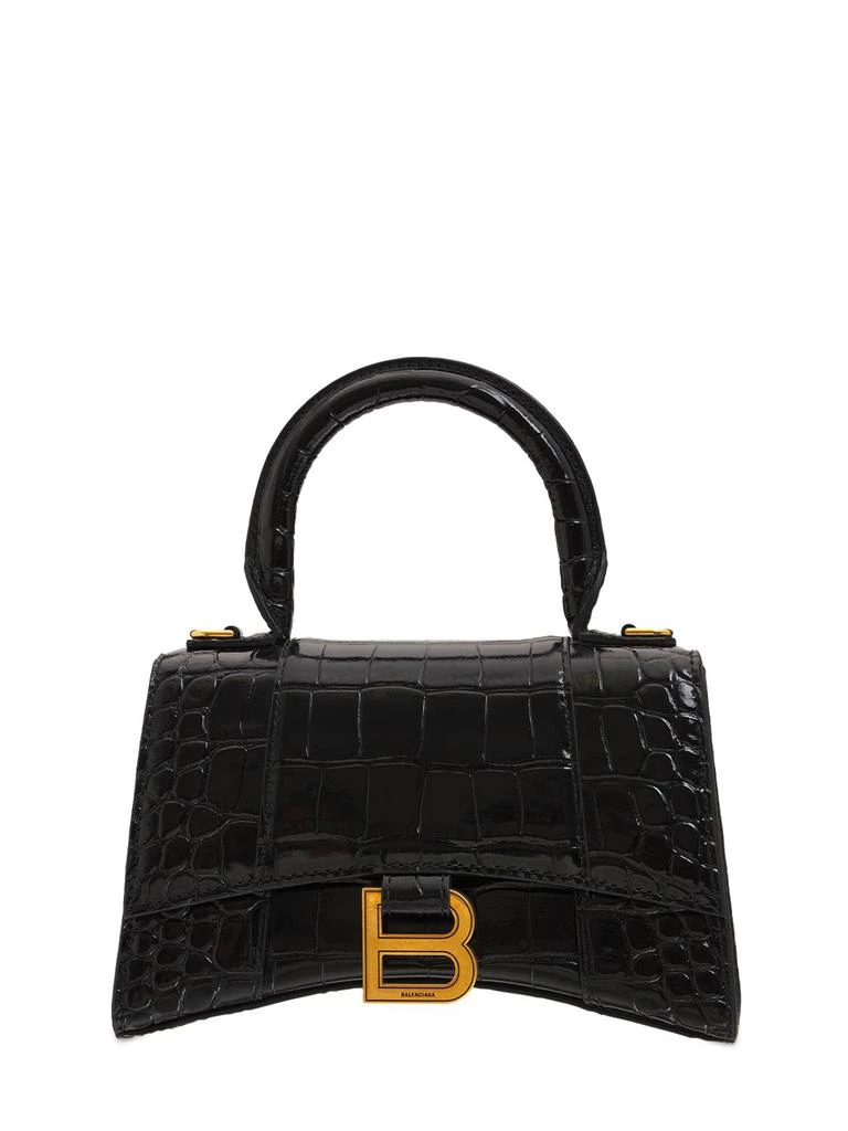 商品Balenciaga|Xs Hourglass Croc Embossed Leather Bag,价格¥21232,第1张图片