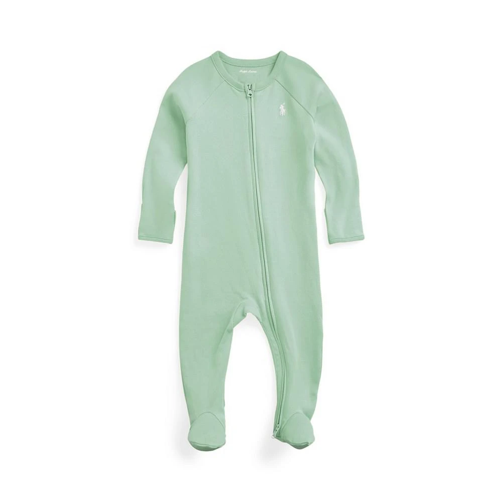 商品Ralph Lauren|Baby Boys Cotton Interlock Footed Zip Coverall,价格¥294,第1张图片