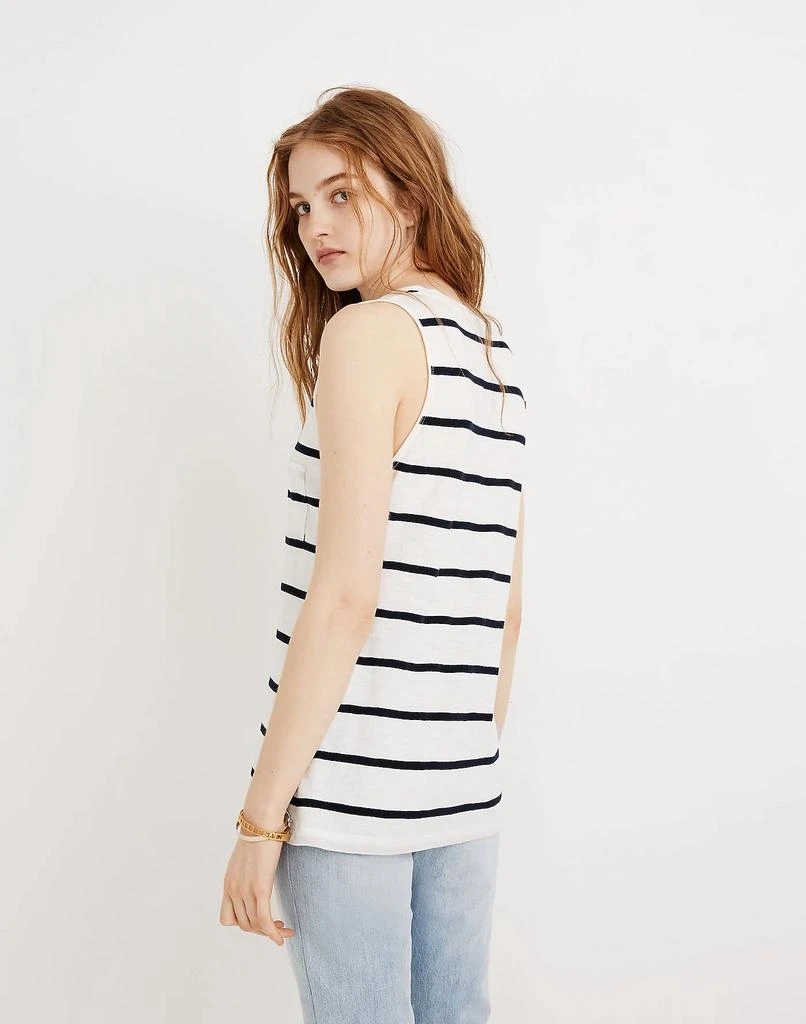 商品Madewell|Whisper Cotton V-Neck Pocket Tank in Creston Stripe,价格¥103,第3张图片详细描述