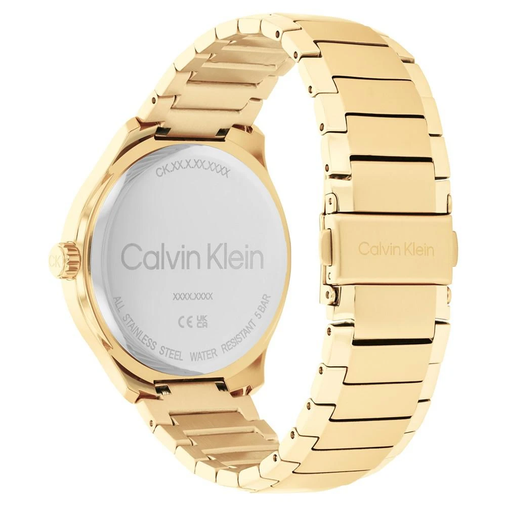 商品Calvin Klein|Men's 3H Quartz Gold-Tone Stainless Steel Bracelet Watch 43mm,价格¥1431,第3张图片详细描述