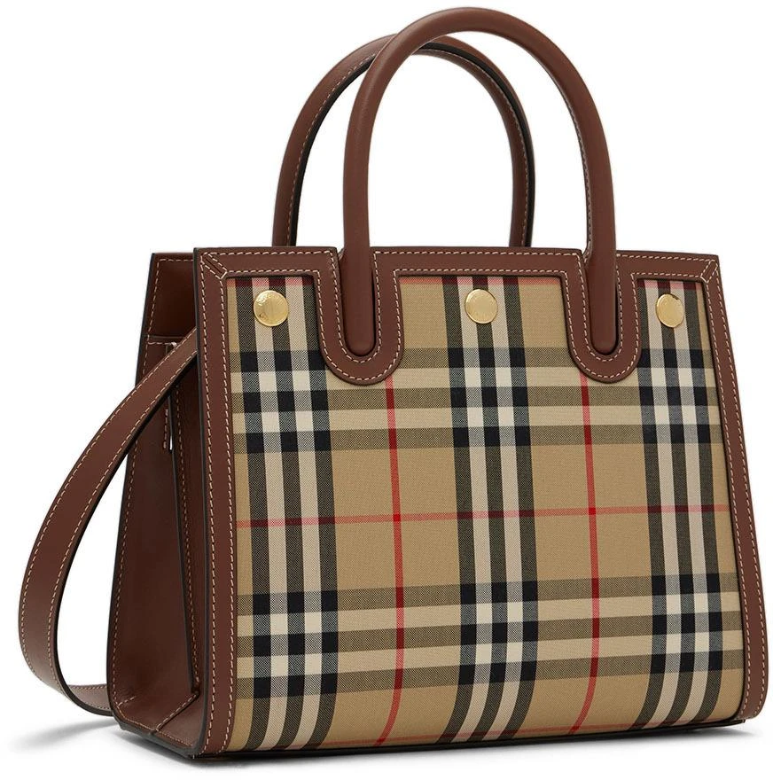 商品Burberry|驼色迷你 Vintage Check Title 托特包,价格¥20911,第3张图片详细描述