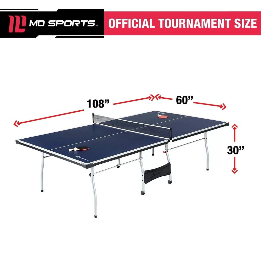 商品QuikFurn|Official Size Blue Ping Pong Table Tennis Set with Net 2 Balls and 2 Paddles,价格¥4428,第5张图�片详细描述