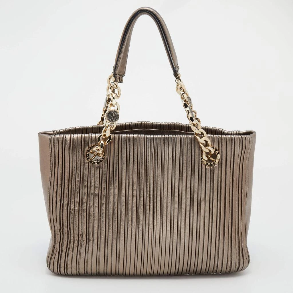 商品[二手商品] BVLGARI|Bvlgari Metallic Leather Monte Plisse Shopper Tote,价格¥2576,第4张图片详细描述