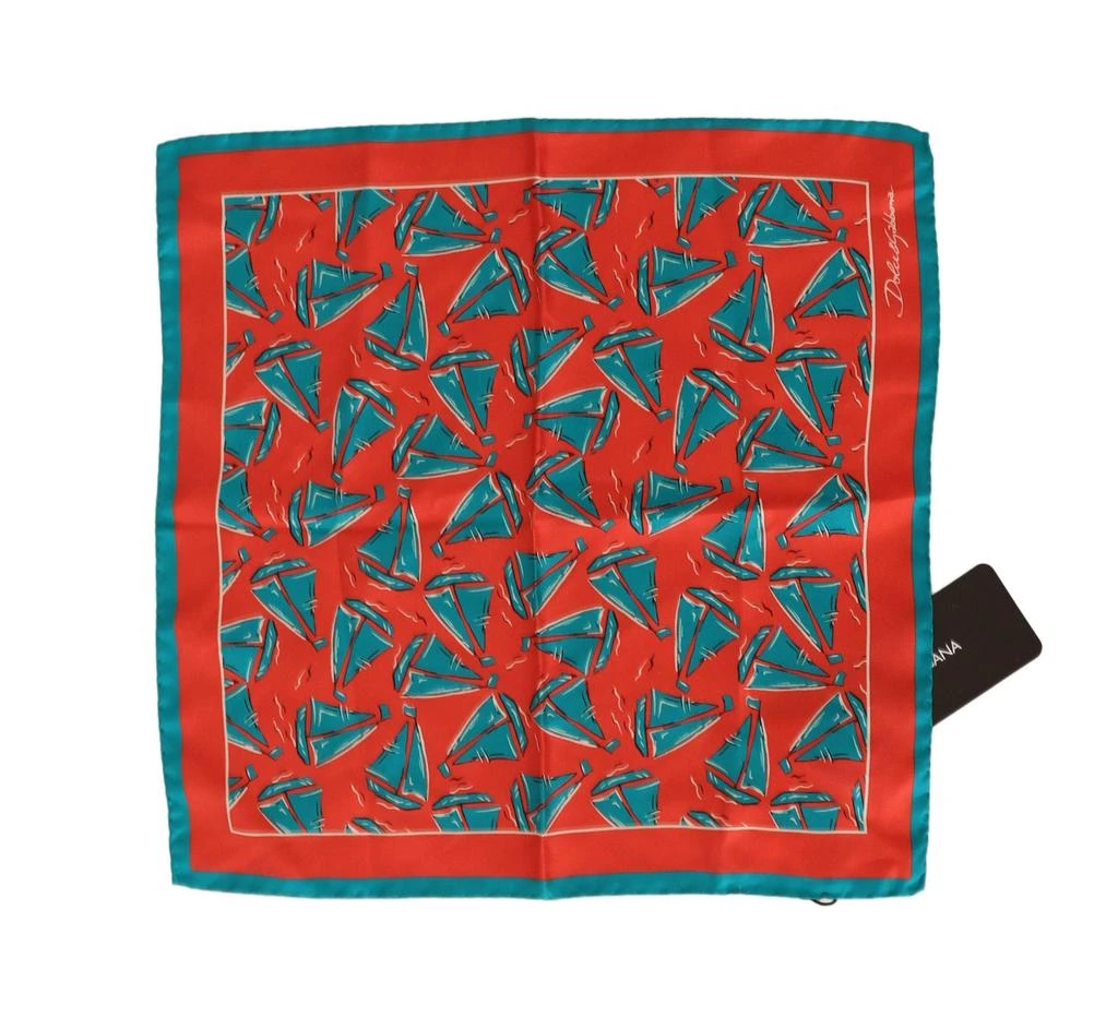 商品Dolce & Gabbana|Dolce & Gabbana Orange Boat Print Silk Square Handkerchief Scarf,价格¥926,第1张图片