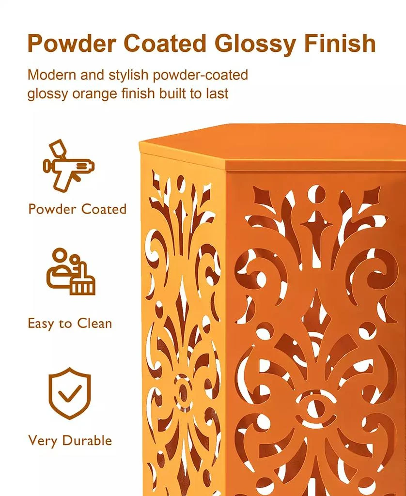 商品Glitzhome|Multi-Functional Set of 2 Orange  Cutout Floral Hexagonal Garden Stools or Planter Stand,价格¥1151,第3张图片详细描述