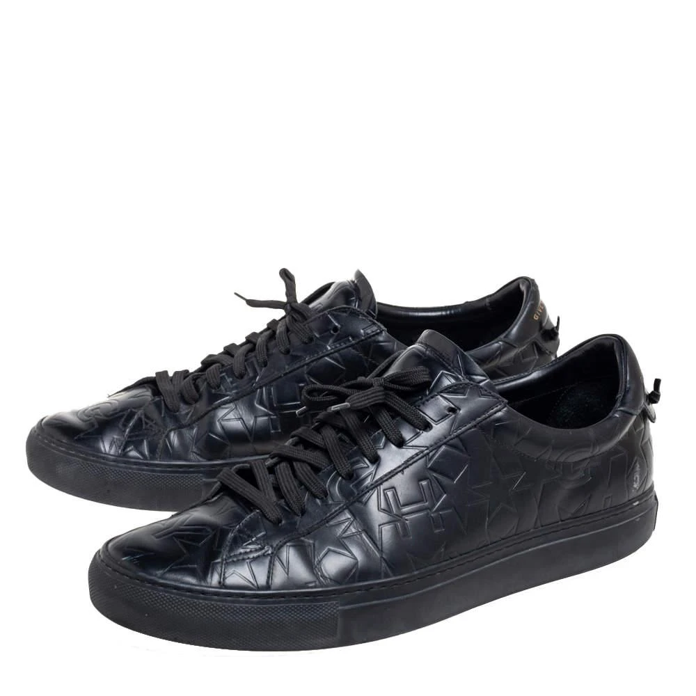 商品[二手商品] Givenchy|Givenchy Black Leather Star Embossed Lace Up Sneakers Size 42.5,价格¥1045,第4张图片详细描述