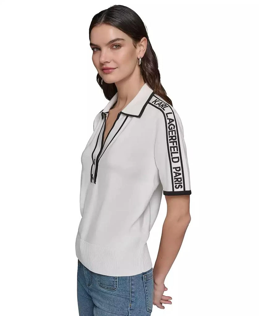 商品Karl Lagerfeld Paris|Women's Logo-Tape Polo Sweater,价格¥375,第2张图片详细描述