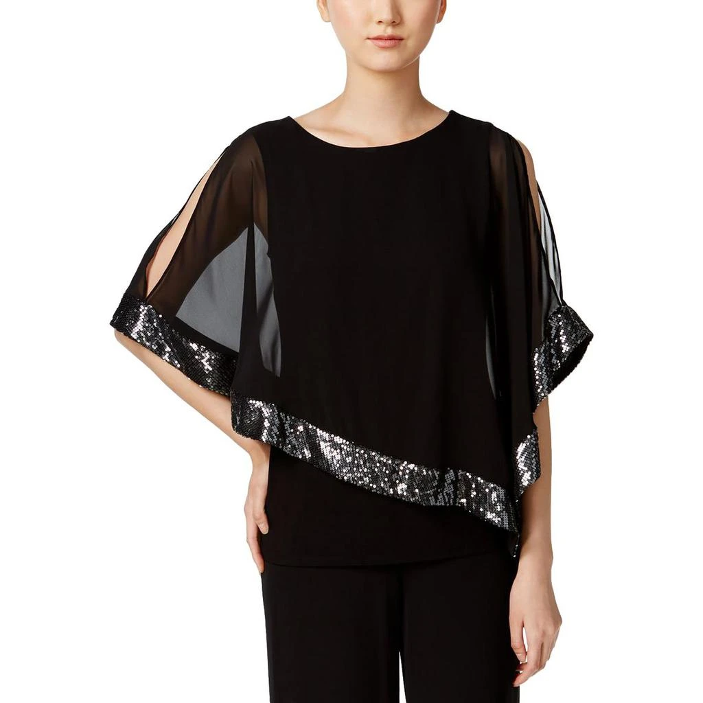 商品MSK|MSK Womens Petites Chiffon Aysmmetric Blouse,价格¥107,第1张图片