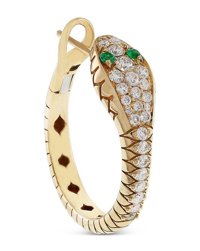 商品Crivelli|18K Yellow Gold Serpent Diamond & Emerald Snake Hoop Earrings - Exclusive, Italy Campaign,价格¥49158,第3张图片详细描述