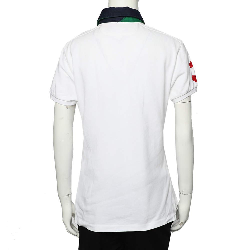 Ralph Lauren White Cotton Pique Contrast Collar Detail Polo T-Shirt L商品第3张图片规格展示