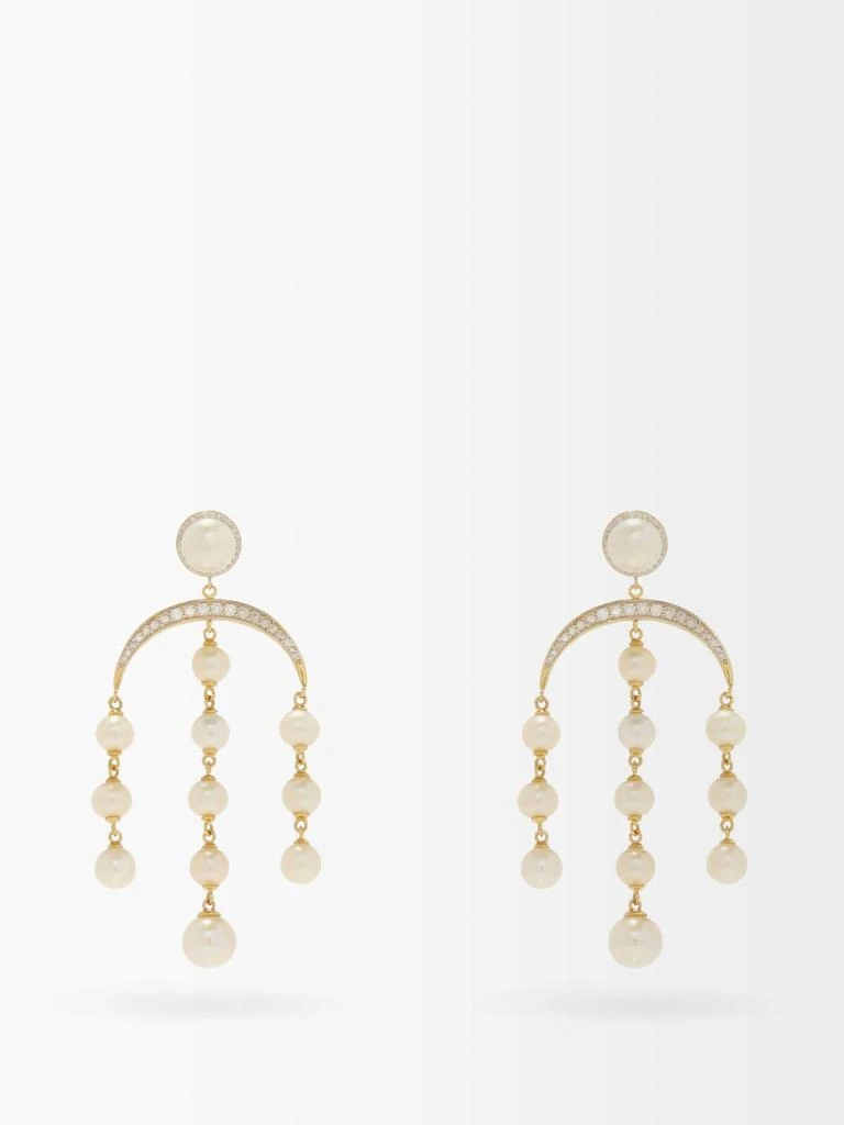 商品MATEO|Crescent Moon diamond, pearl & 14kt gold earrings,价格¥34928,第1张图片