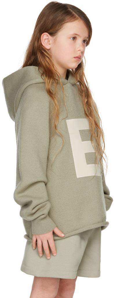 商品Essentials|Kids Green Knit Big E Hoodie,价格¥456,第5张图片详细描述