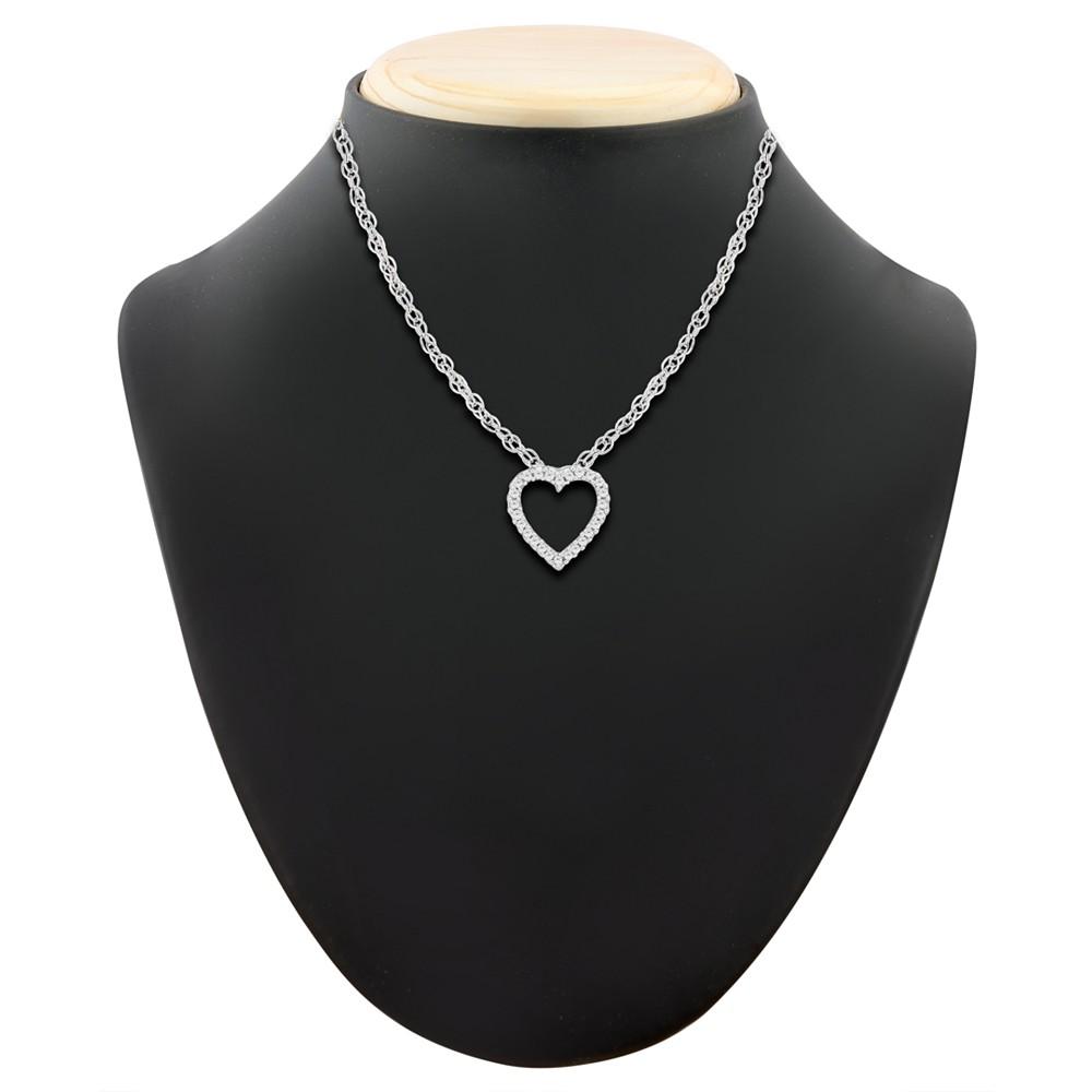 Diamond Heart Pendant Necklace in 14k White Gold (1/10 ct. t.w.)商品第2张图片规格展示