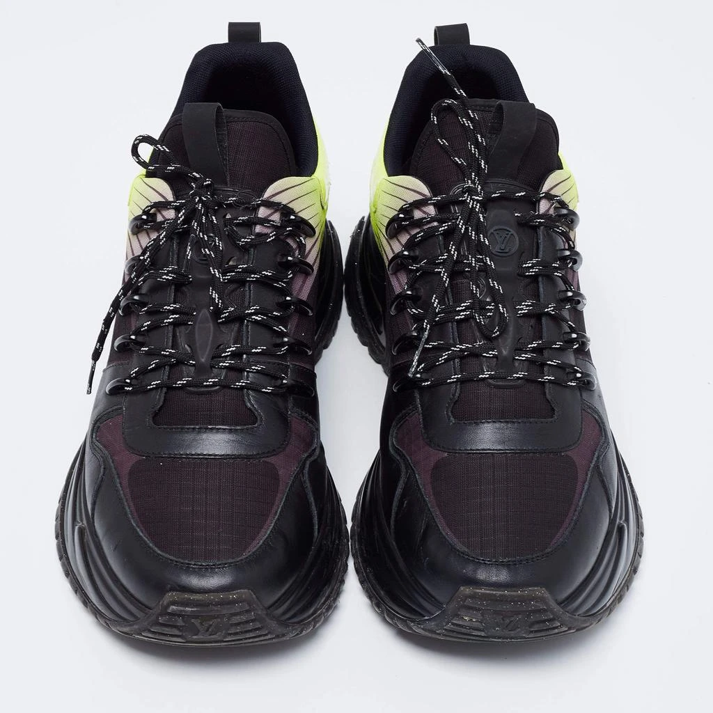 商品[二手商品] Louis Vuitton|Louis Vuitton Black/Green Leather and Mesh Run Away Pulse Sneakers Size 42,价格¥4242,第3张图片详细描述