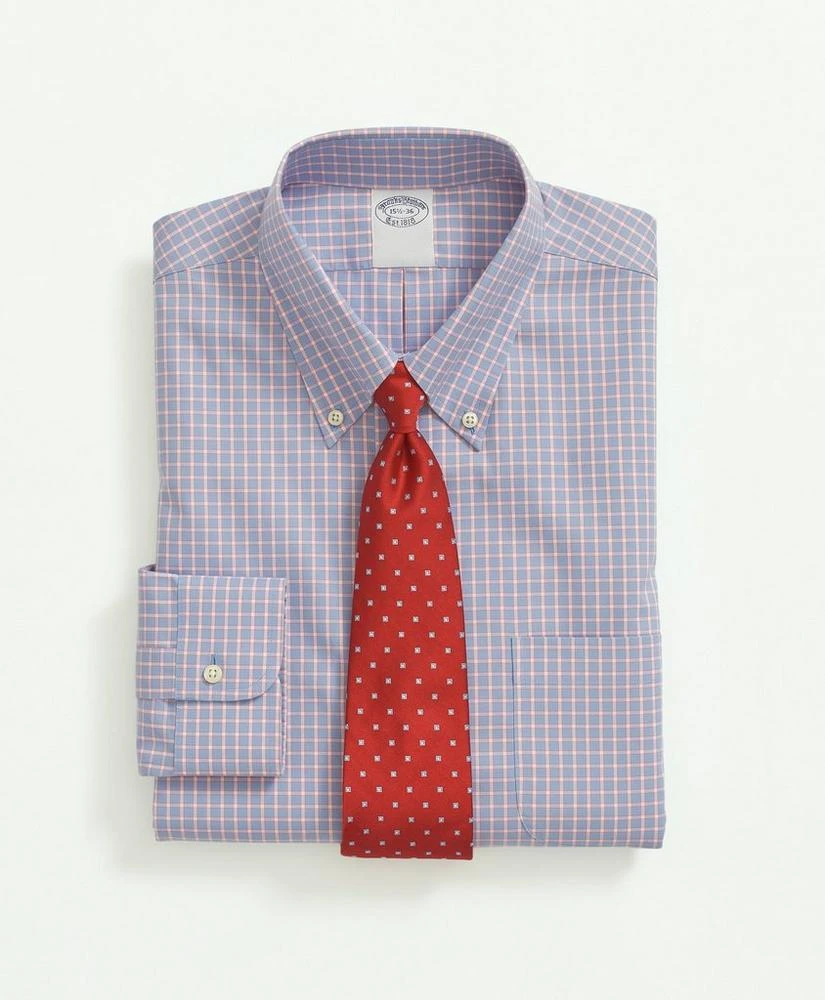 商品Brooks Brothers|Stretch Supima® Cotton Non-Iron Pinpoint Oxford Button-Down Collar, Outline Check Dress Shirt,价格¥479,第1张图片