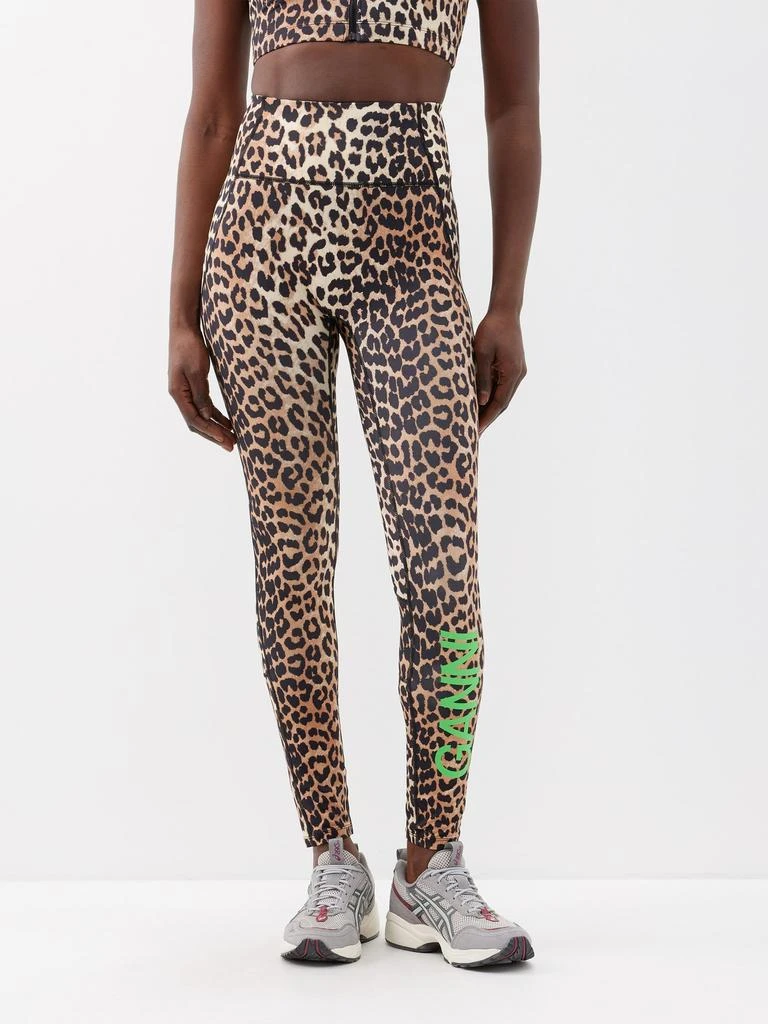 商品Ganni|High-rise leopard-print recycled-blend leggings,价格¥1381,第1张图片