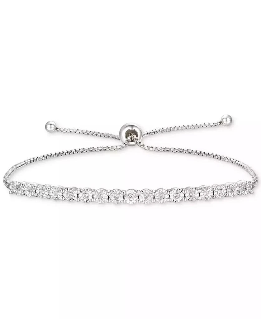 商品Macy's|Diamond Bolo Bracelet (1/10 ct. t.w.) in Sterling Silver, 14k Gold-Plated Sterling Silver or 14k Rose Gold-Plated Sterling Silver,价格¥1957,第1张图片