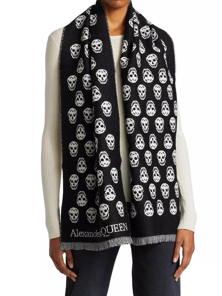 商品Alexander McQueen|Reversible Skull Wool Scarf,价格¥1348,第1张图片