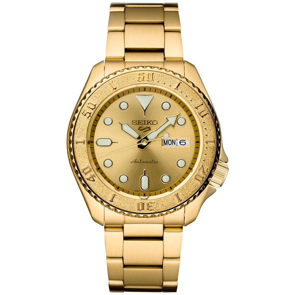 Men's Automatic 5 Sports Gold-Tone Stainless Steel Bracelet Watch 43mm商品第1张图片规格展示