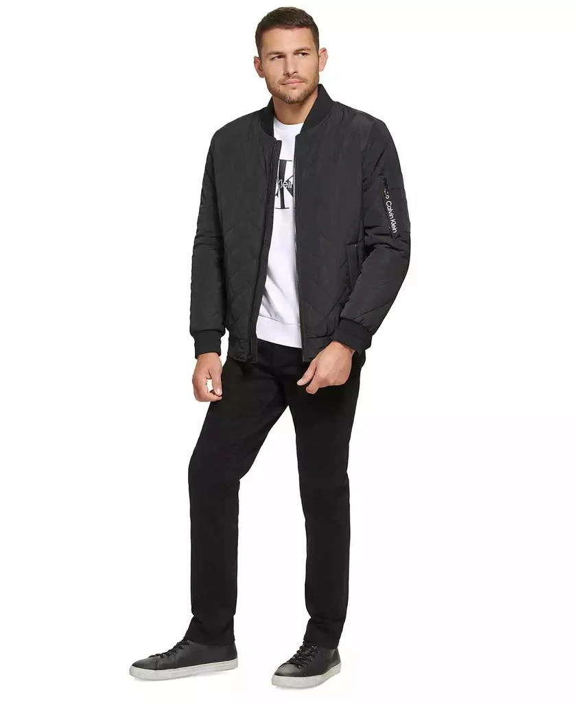 商品Calvin Klein|Men's Quilted Baseball Jacket with Rib-Knit Trim,价格¥1469,第4张图片详细描述