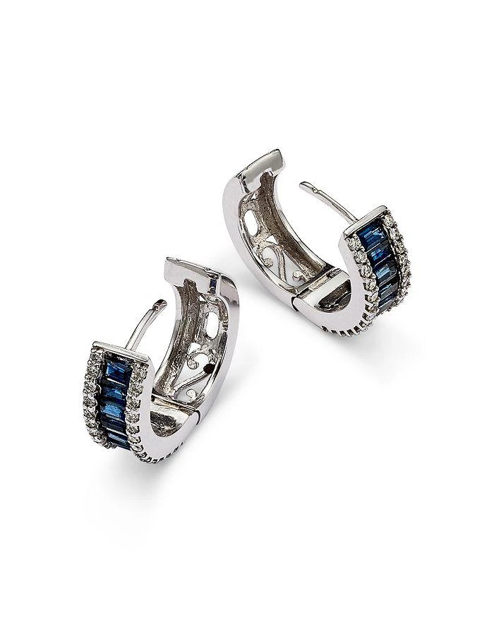 商品Bloomingdale's|Blue Sapphire and Diamond Hoop Earrings in 14K White Gold,价格¥17660,第4张图片详细描述